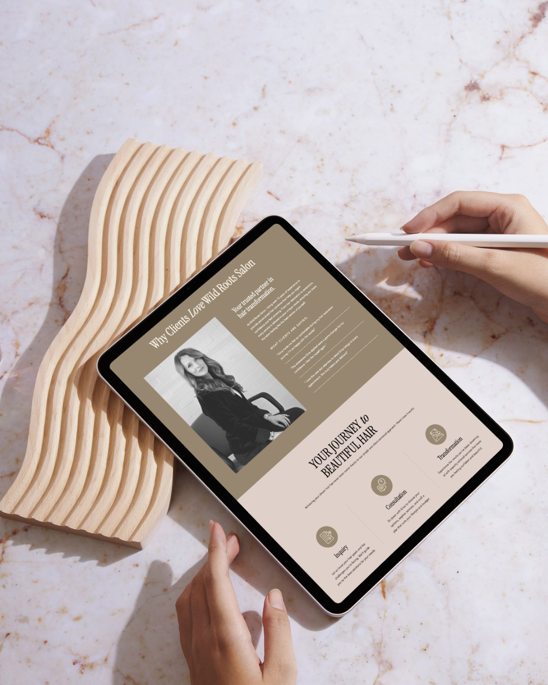 Website open on an ipad.