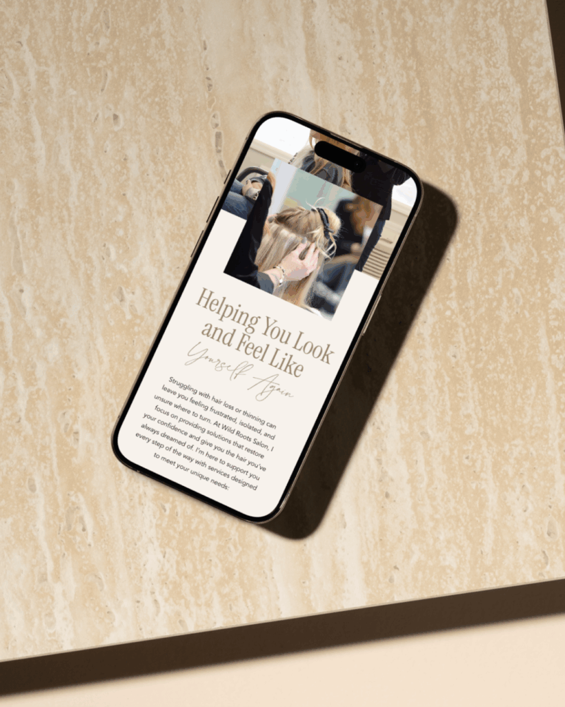 Showit website open on an iphone.
