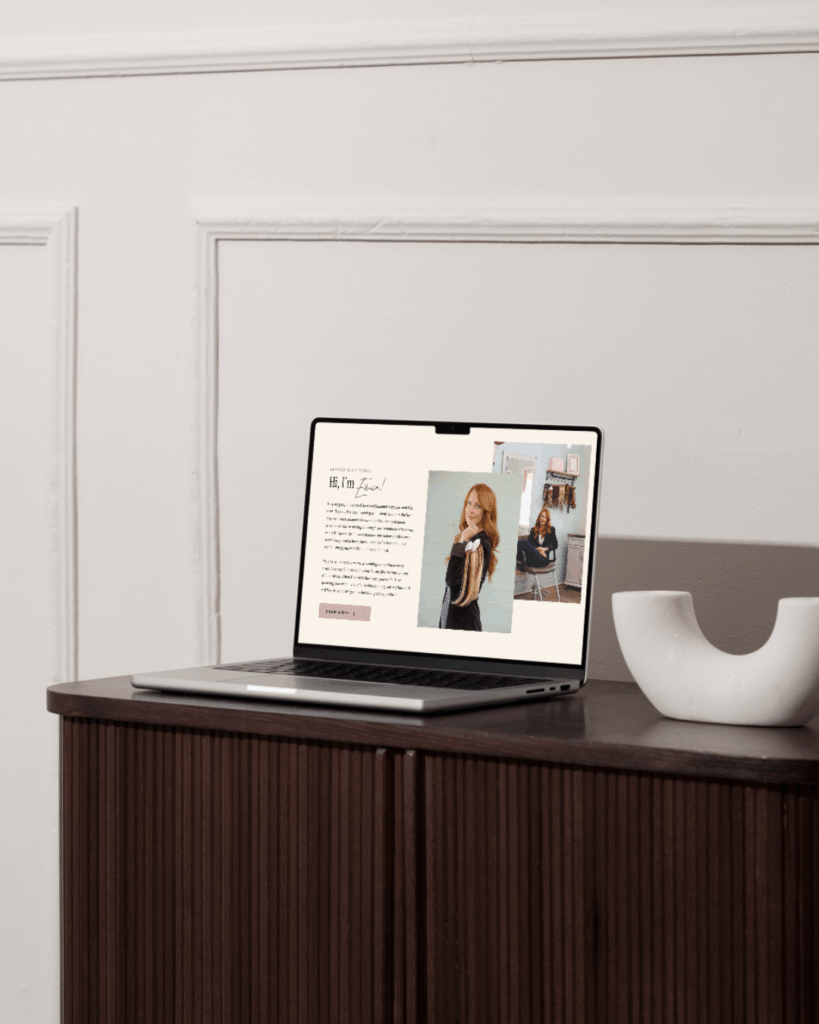 Showit website on a laptop sitting on a desk.