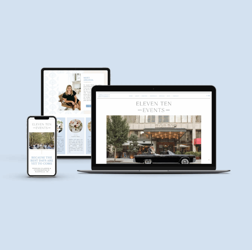 Eleven Ten Event's website on a laptop, ipad and iphone