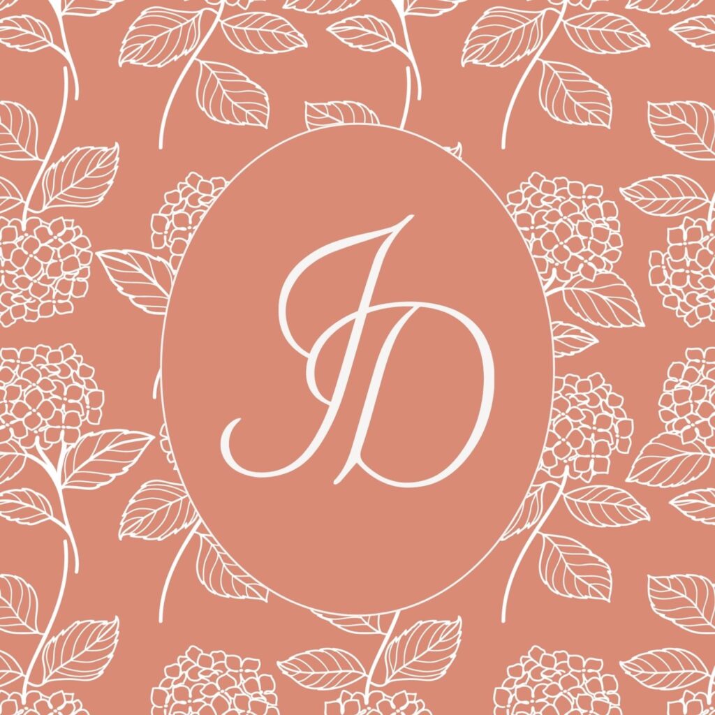 Custom brand pattern featuring icons and design elements, creating a cohesive visual identity for Jillian Dolberry.