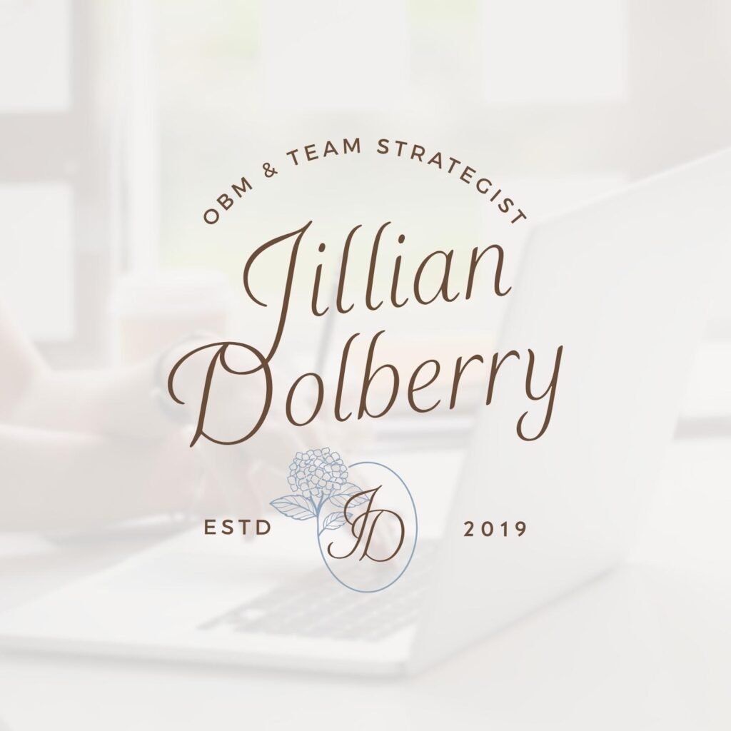 Jillian Dolberry logo presented as a digital mockup, featuring a stylish and elegant.