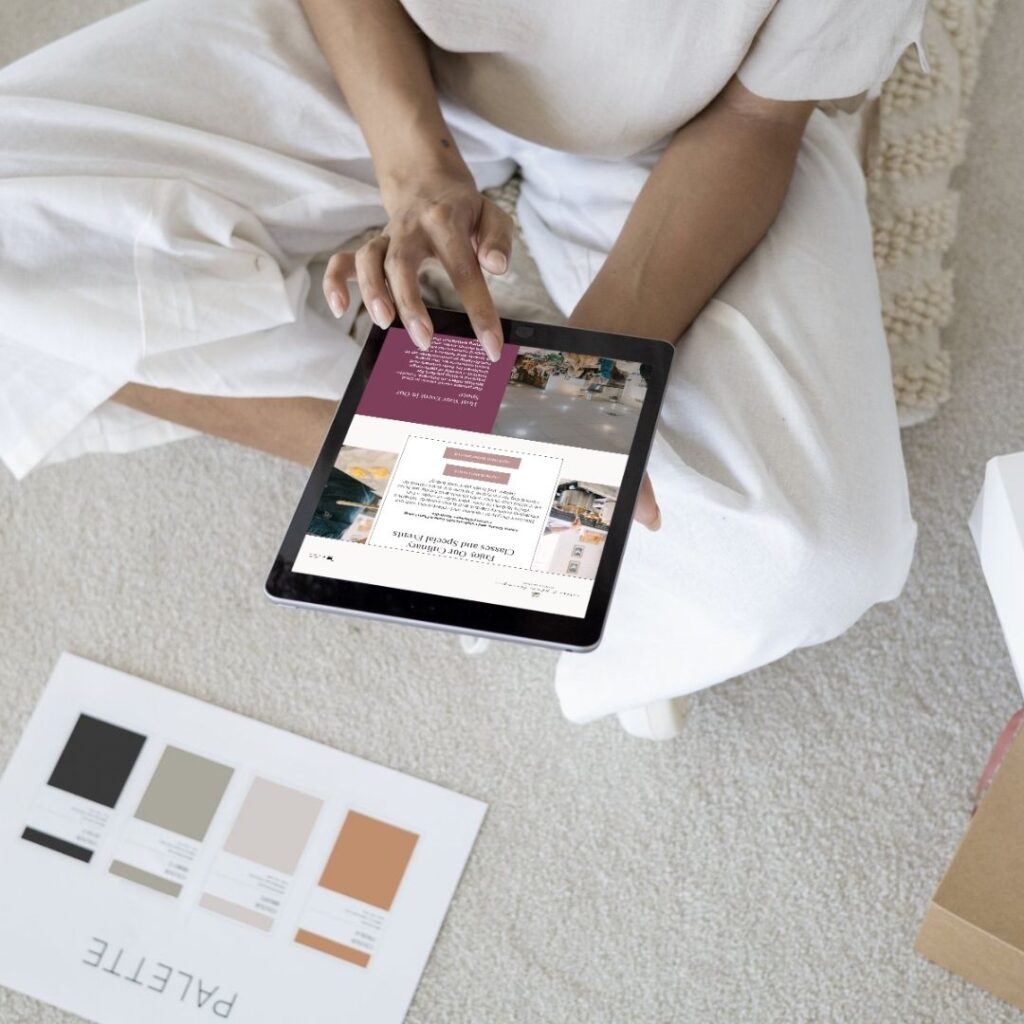 Woman visiting a website on an ipad