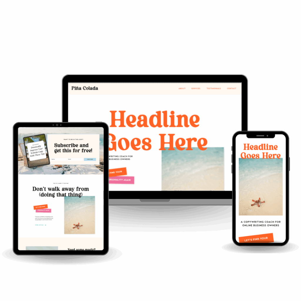 Bright and bold "Poppy & Co" Showit website template by Makena Creative.