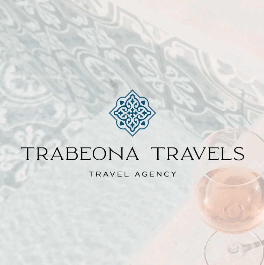 Icon with an intricate pattern and the words "Trabeona Travels Travel Agency"